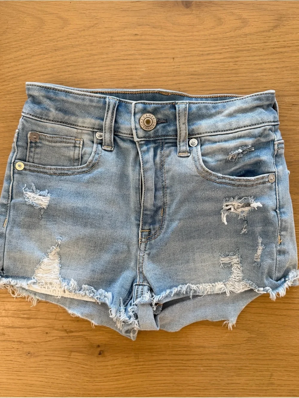 American Eagle Outfitters Light Blue Distressed Denim Cutoff Shorts